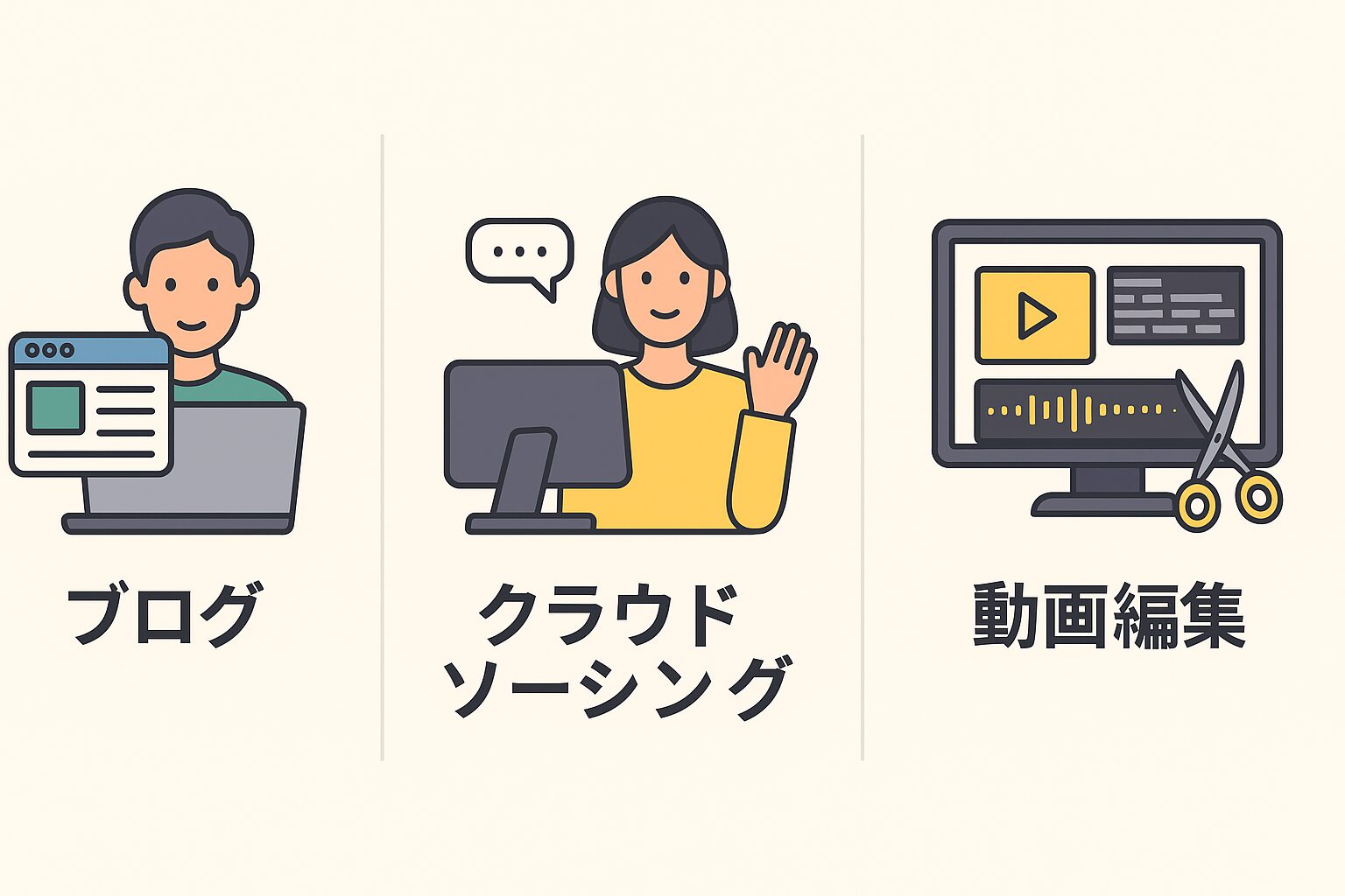 3つの副業を比較する図